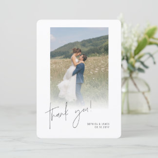 Tarjeta de agradecimiento de boda de foto moderna