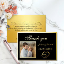 Tarjeta de agradecimiento de boda de foto moderna 