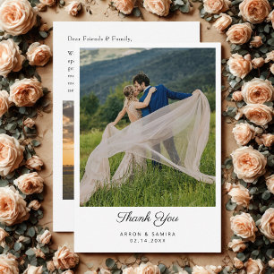Tarjeta de agradecimiento de boda de foto simple m