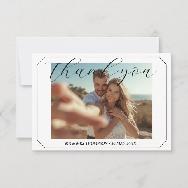 Tarjeta de agradecimiento de boda de foto simple P (Anverso)