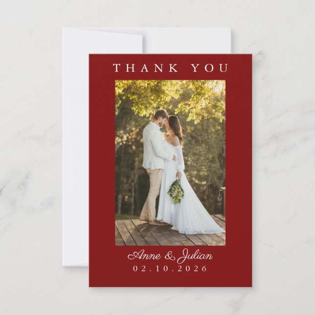 Tarjeta de agradecimiento de boda de foto simple r (Anverso)