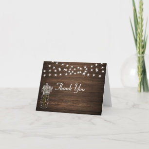 Tarjeta de agradecimiento de boda de frasco de alb