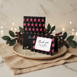 Tarjeta de agradecimiento de boda de fresa rosa ca