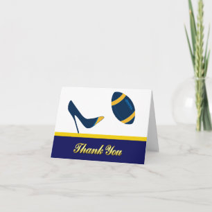 Tarjeta de agradecimiento de boda de fútbol azul y