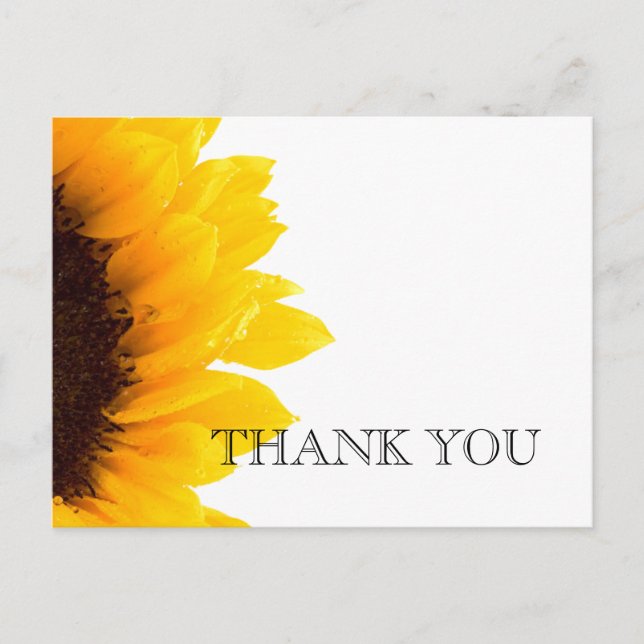 Tarjeta de agradecimiento de boda de girasol amari (Anverso)
