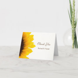 Tarjeta de agradecimiento de boda de girasol rústi