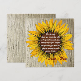 Tarjeta de agradecimiento de boda de girasoles