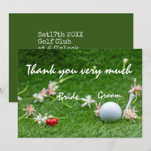 Tarjeta de agradecimiento de boda de golf