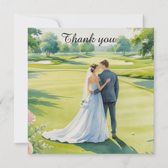 Tarjeta de agradecimiento de boda de golf para gol (Anverso)