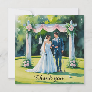 Tarjeta de agradecimiento de boda de golf para gol