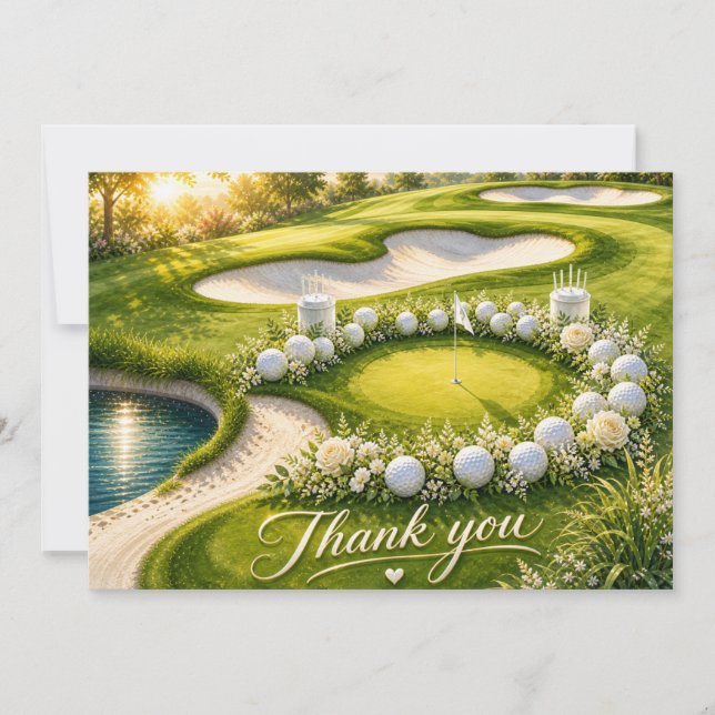 Tarjeta de agradecimiento de boda de golf para gol (Anverso)