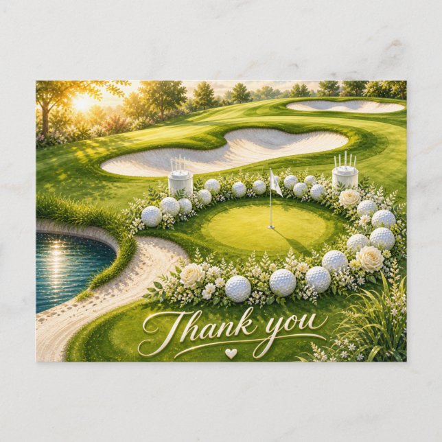 Tarjeta de agradecimiento de boda de golf para gol (Anverso)