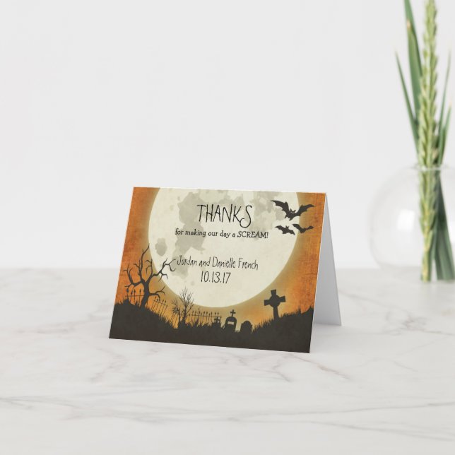 Tarjeta de agradecimiento de boda de Halloween - l (Anverso)