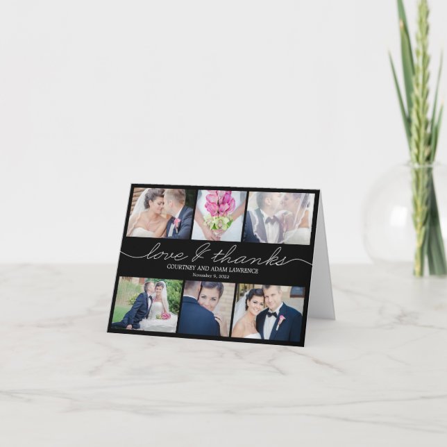 Tarjeta de agradecimiento de boda de hermosa escri (Anverso)