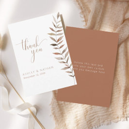 Tarjeta de agradecimiento de boda de hoja botánica