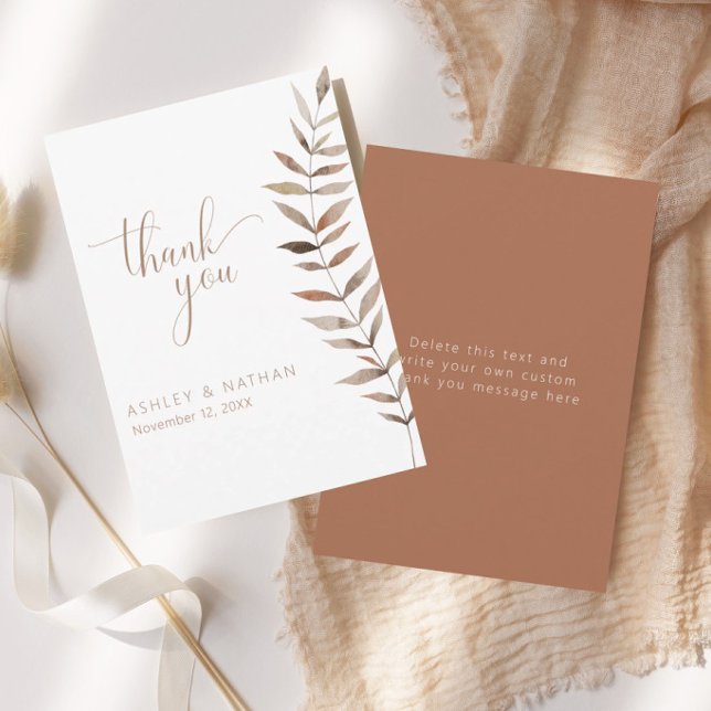Tarjeta de agradecimiento de boda de hoja botánica (Subido por el creador)