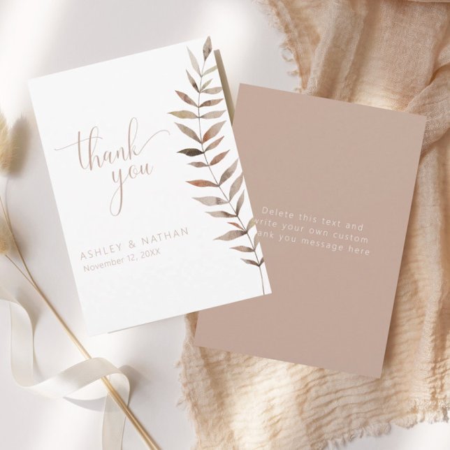 Tarjeta de agradecimiento de boda de hoja botánica (Subido por el creador)