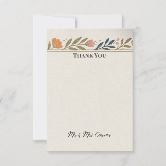 Tarjeta de agradecimiento de boda de hoja de otoño (Anverso)