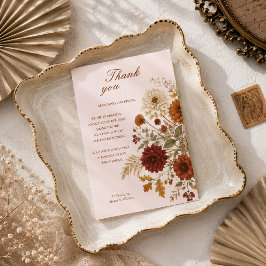 Tarjeta de agradecimiento de boda de hojas de otoñ