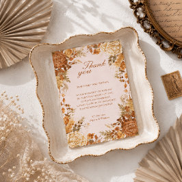Tarjeta de agradecimiento de boda de hojas de otoñ
