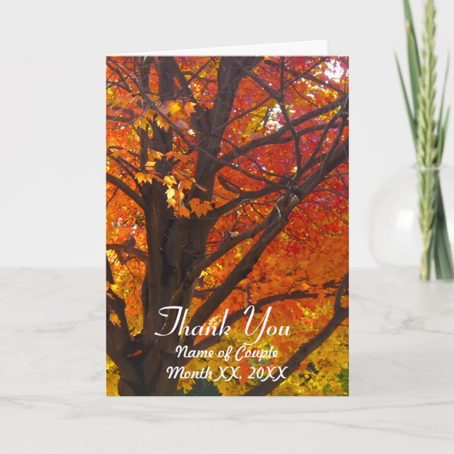 Tarjeta de agradecimiento de Boda de hojas de otoñ (Anverso)