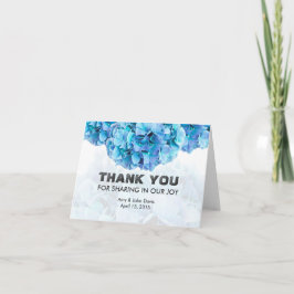 Tarjeta de agradecimiento de boda de hortensia azu