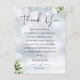 Tarjeta de agradecimiento de boda de invierno con 
