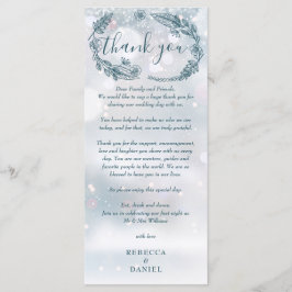 Tarjeta de agradecimiento de boda de invierno con