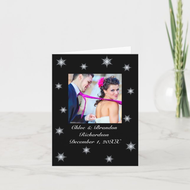 Tarjeta de agradecimiento de boda de invierno neva (Anverso)