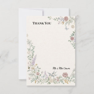 Tarjeta de agradecimiento de boda de jardín Blue C