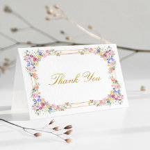 Tarjeta de agradecimiento de boda de jardín floral
