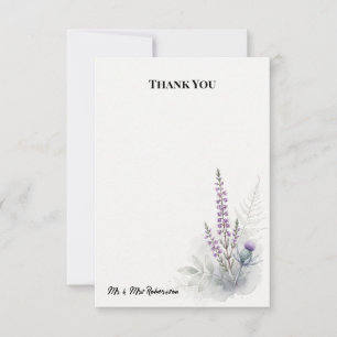Tarjeta de agradecimiento de boda de lavanda, brez