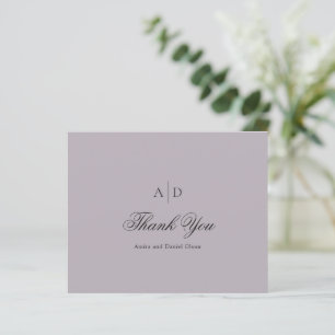 Tarjeta de agradecimiento de boda de lila polvorie