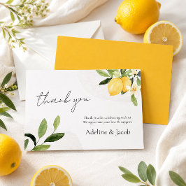 Tarjeta de agradecimiento de boda de limón acuarel