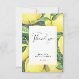Tarjeta de agradecimiento de boda de limón cítrico