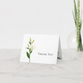 Tarjeta de agradecimiento de boda de lirio blanco