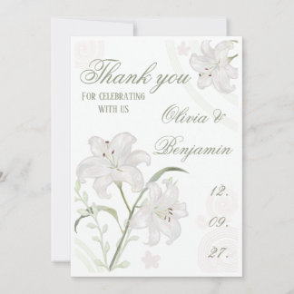 Tarjeta de agradecimiento de boda de lirio blanco