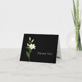 Tarjeta de agradecimiento de boda de lirio en blan