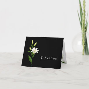 Tarjeta de agradecimiento de boda de lirio en blan