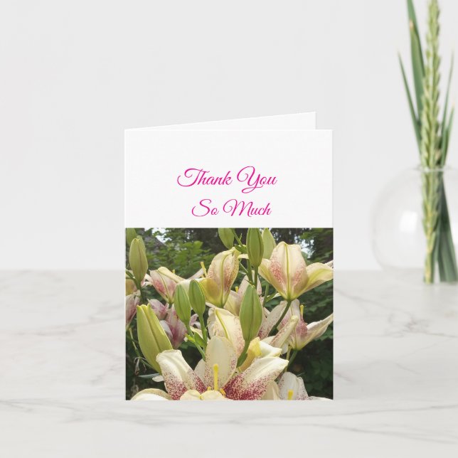 Tarjeta de agradecimiento de boda de Lirios Blanca (Anverso)