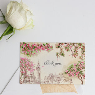 Tarjeta de agradecimiento de boda de Londres con h