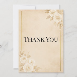Tarjeta de agradecimiento de boda de lujo beige y 