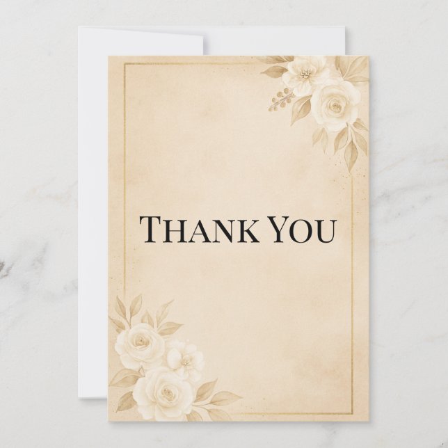 Tarjeta de agradecimiento de boda de lujo beige y  (Anverso)