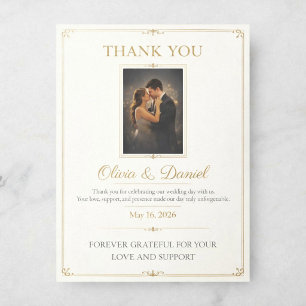 Tarjeta de agradecimiento de boda de lujo con foto