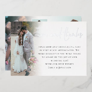 Tarjeta de agradecimiento de boda de lujo con lámi