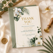 Tarjeta de agradecimiento de boda de lujo de orquí