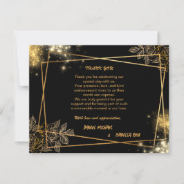 Tarjeta de agradecimiento de boda de lujo en oro