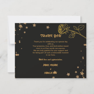 Tarjeta de agradecimiento de boda de lujo en oro