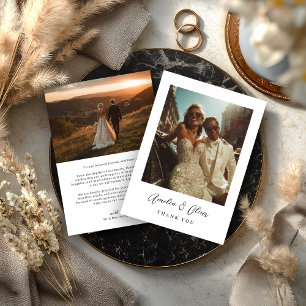 Tarjeta de agradecimiento de boda de lujo glamoros