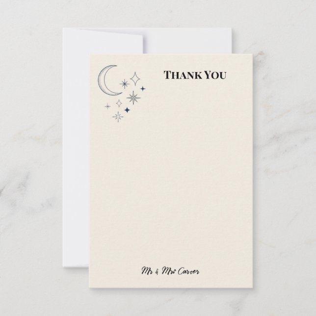 Tarjeta de agradecimiento de boda de Luna Estrella (Anverso)